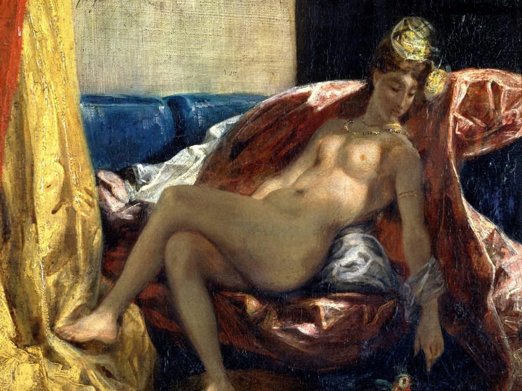 Femme avec un perroquet - Ferdinand Victor Eugene Delacroix