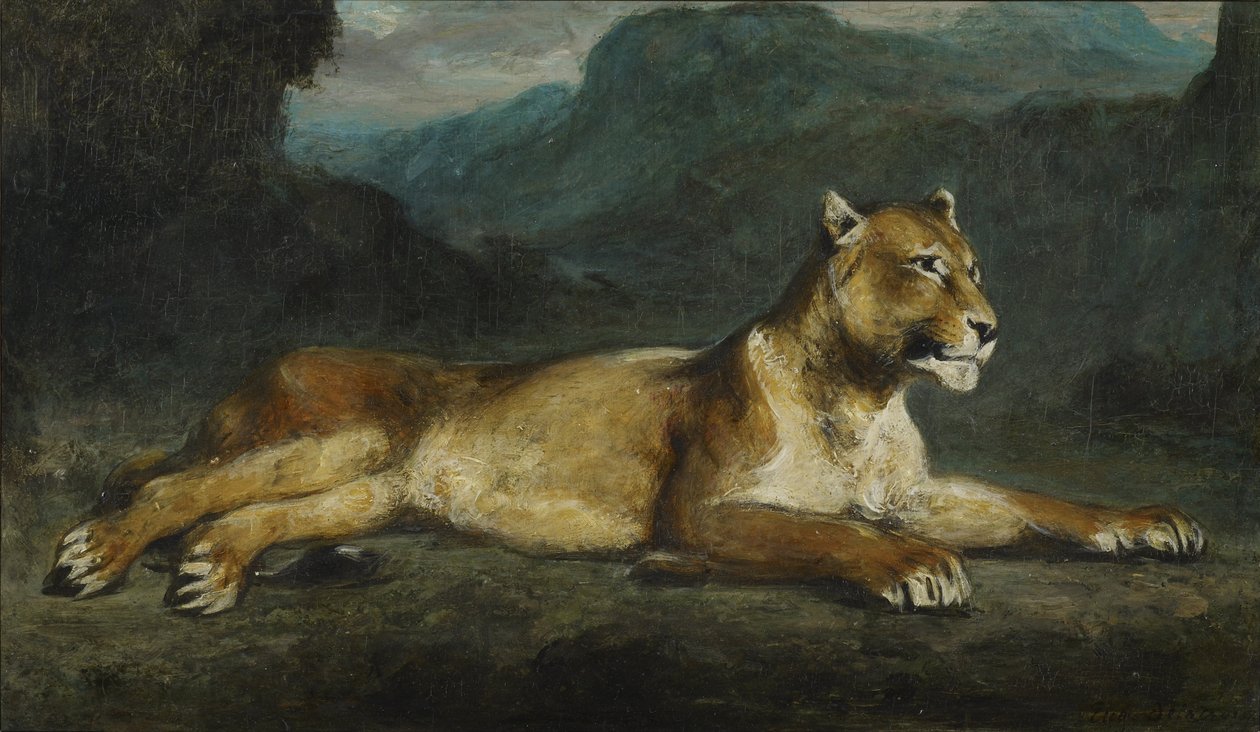 Lionne inclinable - Ferdinand Victor Eugene Delacroix