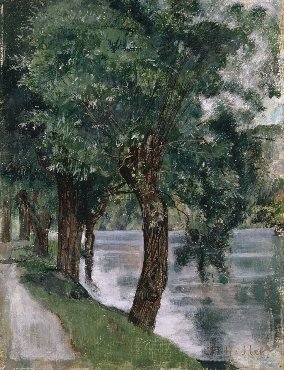 Saules au Rhône, vers 1885 - Ferdinand Hodler