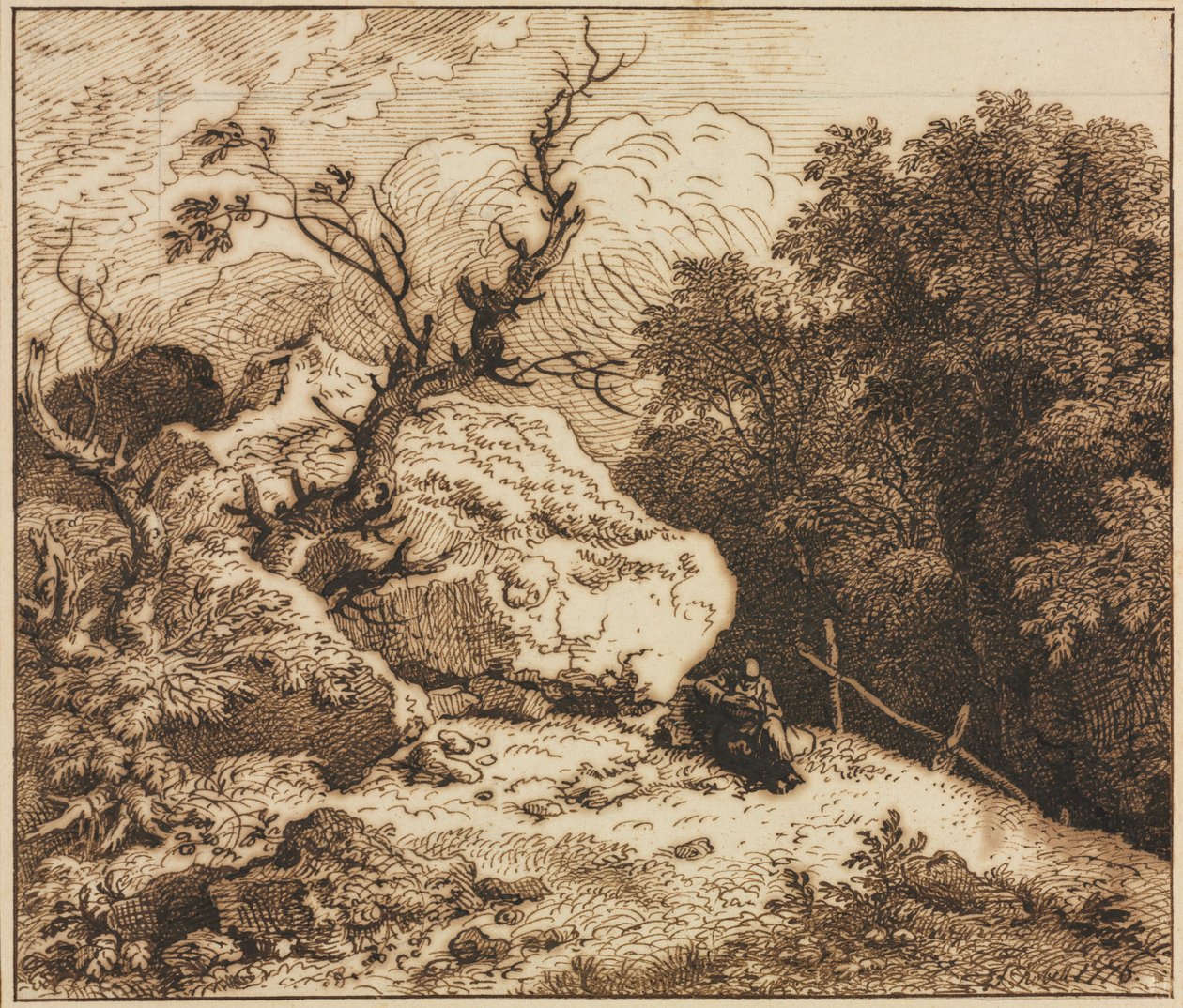 Ermite dans un paysage boisé, 1776 - Ferdinand Kobell