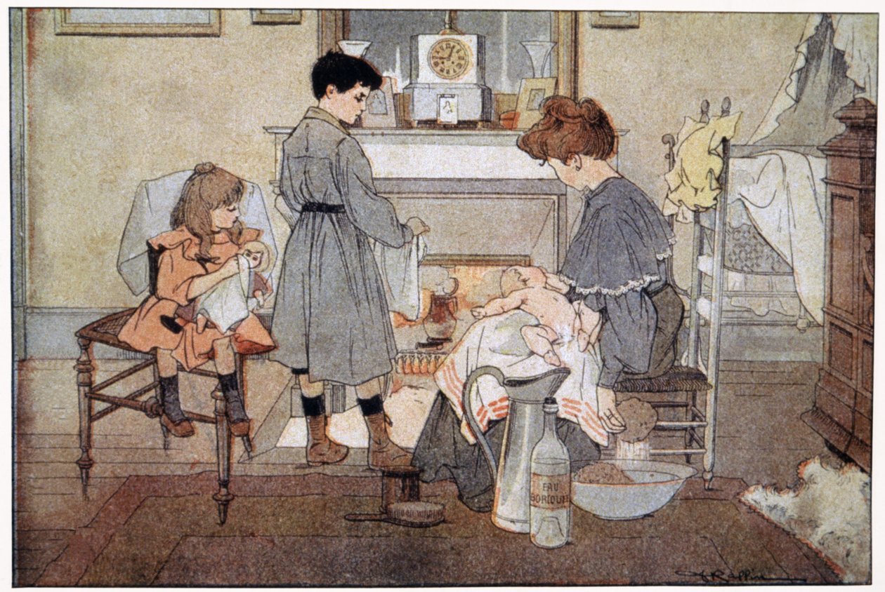 Le bain du bébé, vers 1930 - Ferdinand Raffin