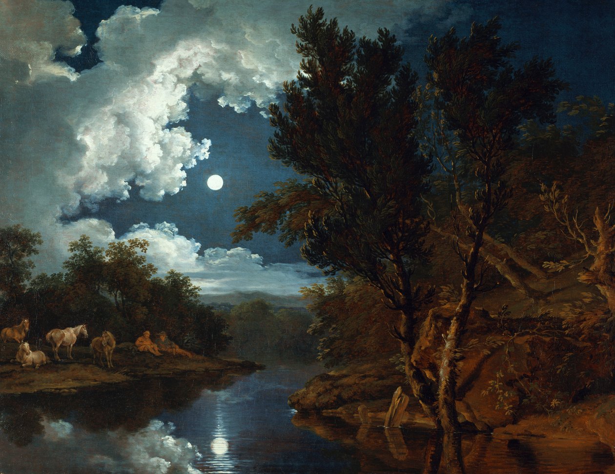 Paysage fluvial au clair de lune - Ferdinand von Kobell