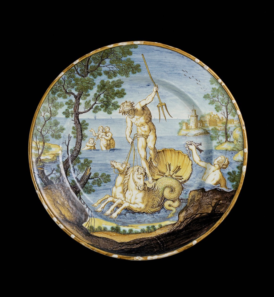 Assiette avec Neptune dans son char, vers 1730 - 1750 - Ferdinando Maria Campani