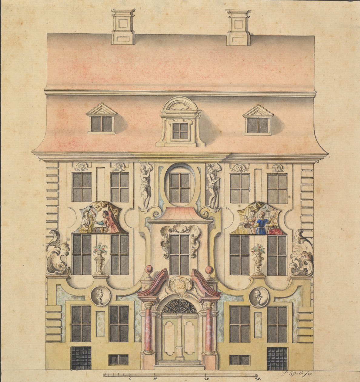 Conception architecturale pour une façade, 1739-69 - Ferenc Speth