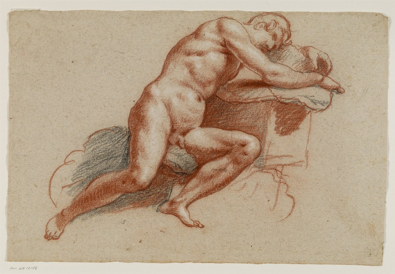 Nu masculin appuyé sur un coussin - Filippo Esegrenio