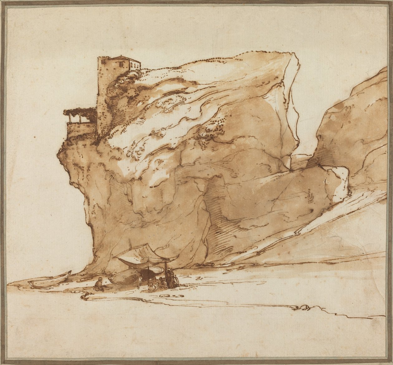 Paysage avec un grand rocher - Filippo Napoletano