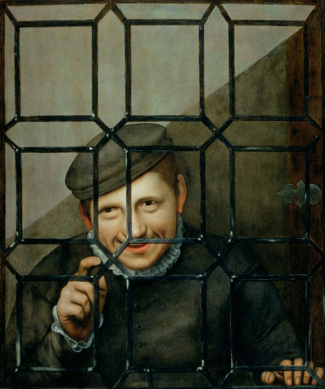 Un Garçon Regardant par une Fenêtre à Meneaux - Flemish School