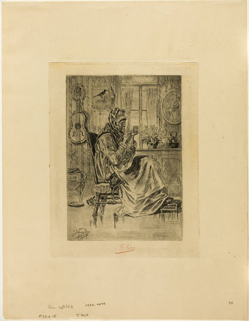 Vieille femme avec une aiguille - Félicien Rops