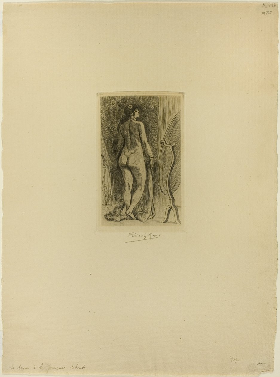 Femme debout avec une fourrure - Félicien Rops