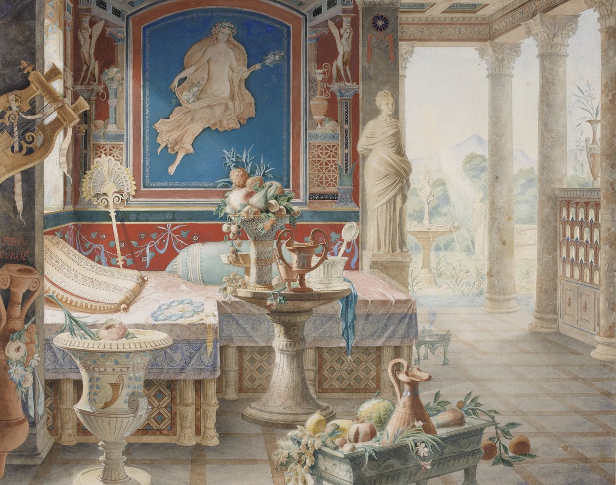 Fantaisie architecturale dans le style de Pompéi - Felix Louis Jacques Duban