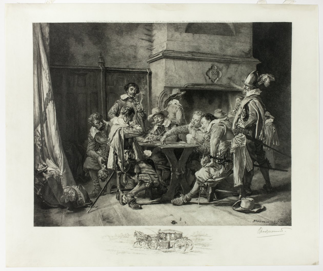 Partie perdue (Soldiers Playing Cards) - Félix Henri Bracquemond