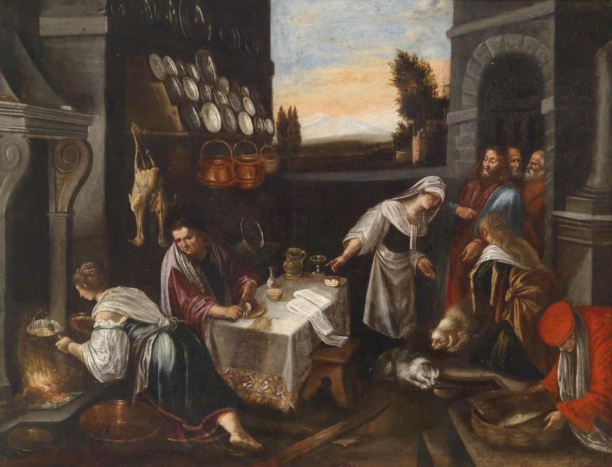 Christ dans la maison de Marthe et Marie - Follower of Jacopo Bassano