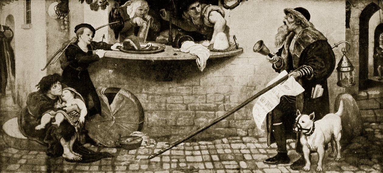 La Proclamation concernant les poids et mesures, 1556, illustration de 