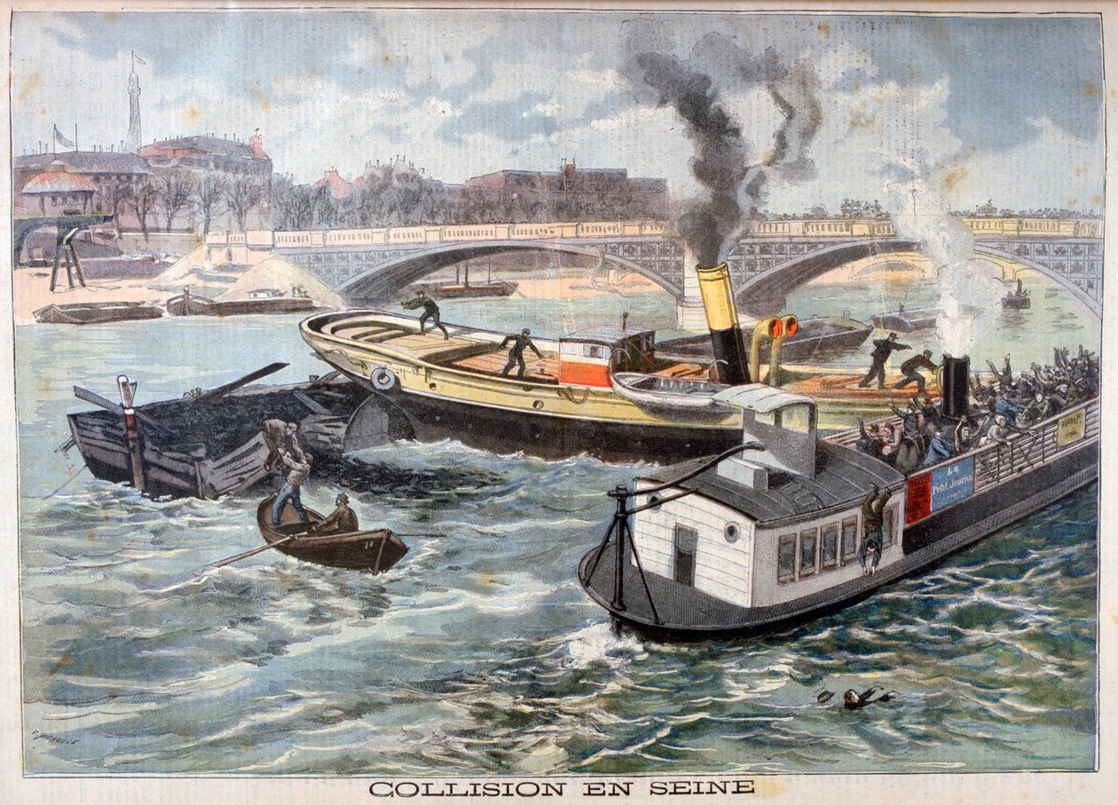 Collision sur la Seine, Paris, 1897 - Fortuné Méaulle