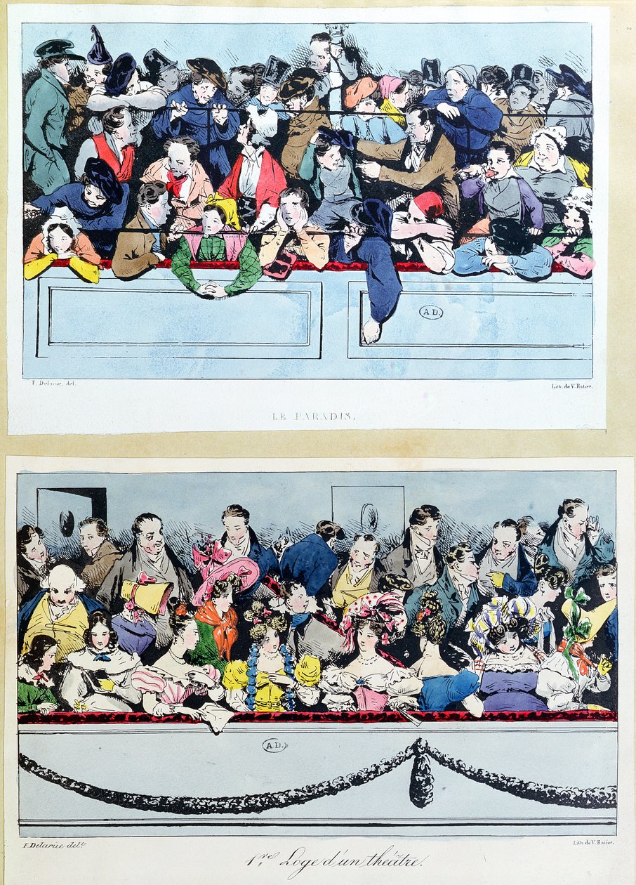 Au théâtre, les dieux et les loges dans le grand cercle, vers 1830 - Fortune Delarue
