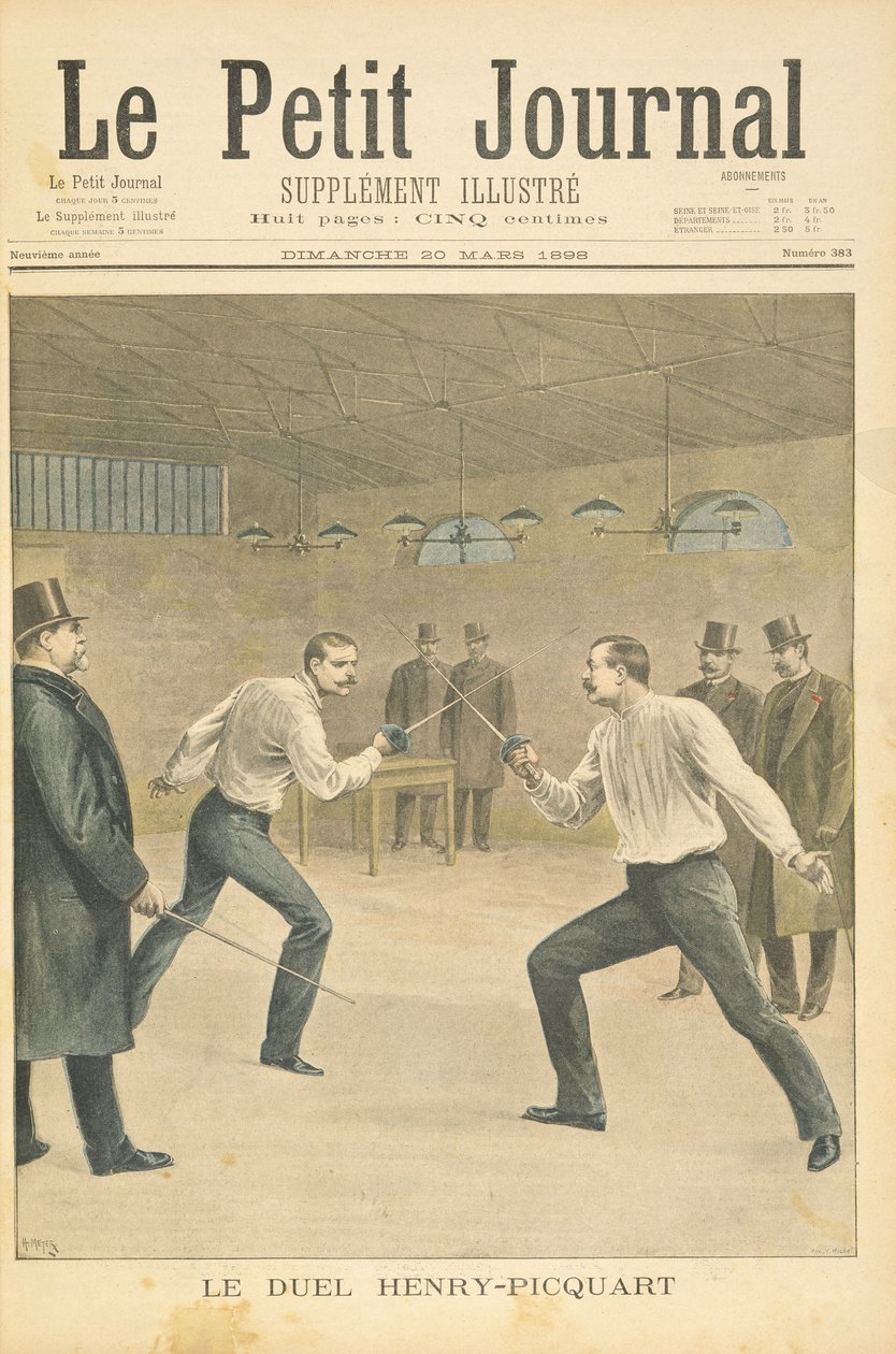 Page de titre représentant le duel Henry-Picquart, opposant des officiers pendant l