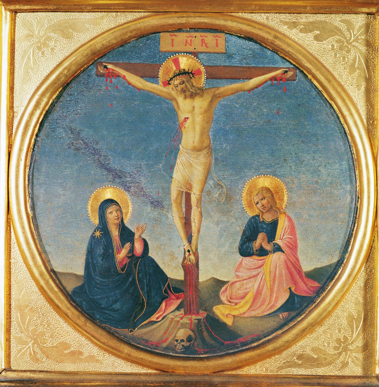 Christ entre la Vierge et Saint Jean, ou la Petite Crucifixion (tondo), c.1395 - Fra Angelico