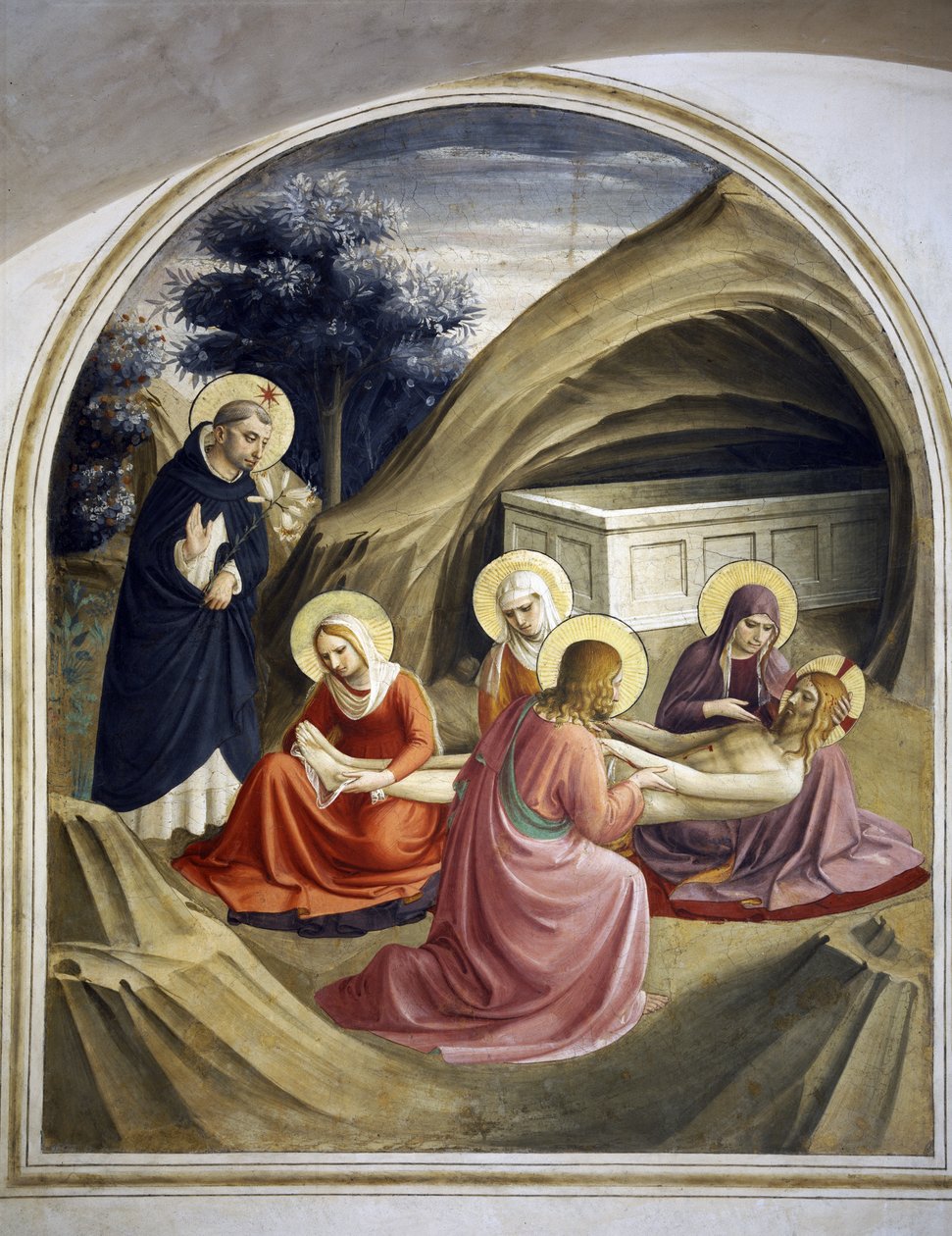 Lamentation sur le corps du Christ, avec Saint Dominique, 1442 - Fra Angelico