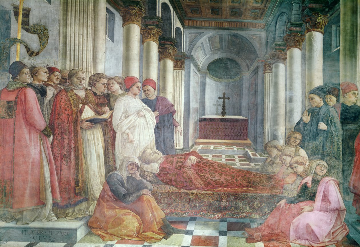 Les funérailles de Saint Étienne, détail du cycle Les Vies de SS. Étienne et Jean-Baptiste, de la chapelle principale, 1452-65 - Fra Filippo Lippi