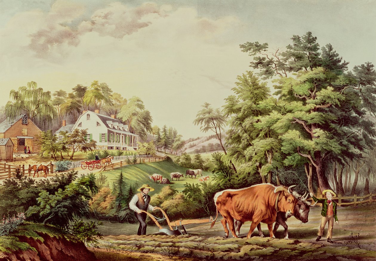 Scènes de ferme américaine, gravées par Nathaniel Currier (1813-98) publiées par Currier and Ives, New York - Frances Flora Bond Palmer