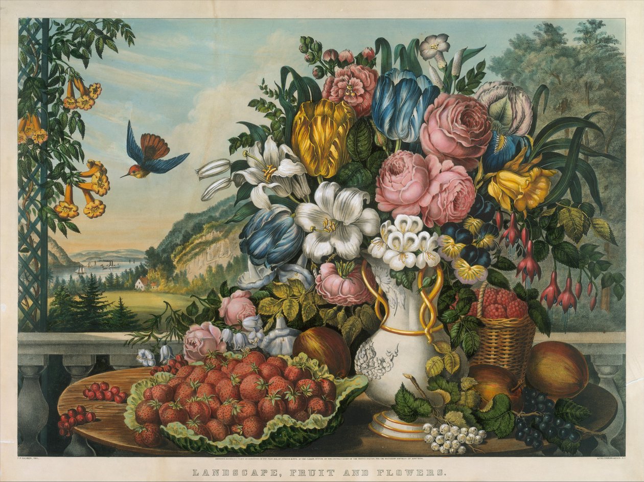 Paysage, fruits et fleurs, 1862 - Frances Flora Bond Palmer