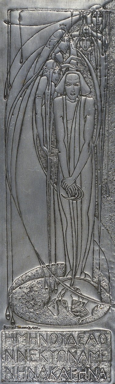Plaque en métal repoussé blanc, 1893 - Frances Macdonald