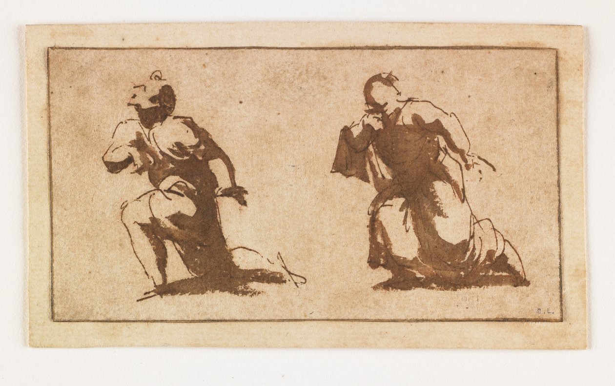 Étude de deux figures masculines agenouillées - Francesco Allegrini