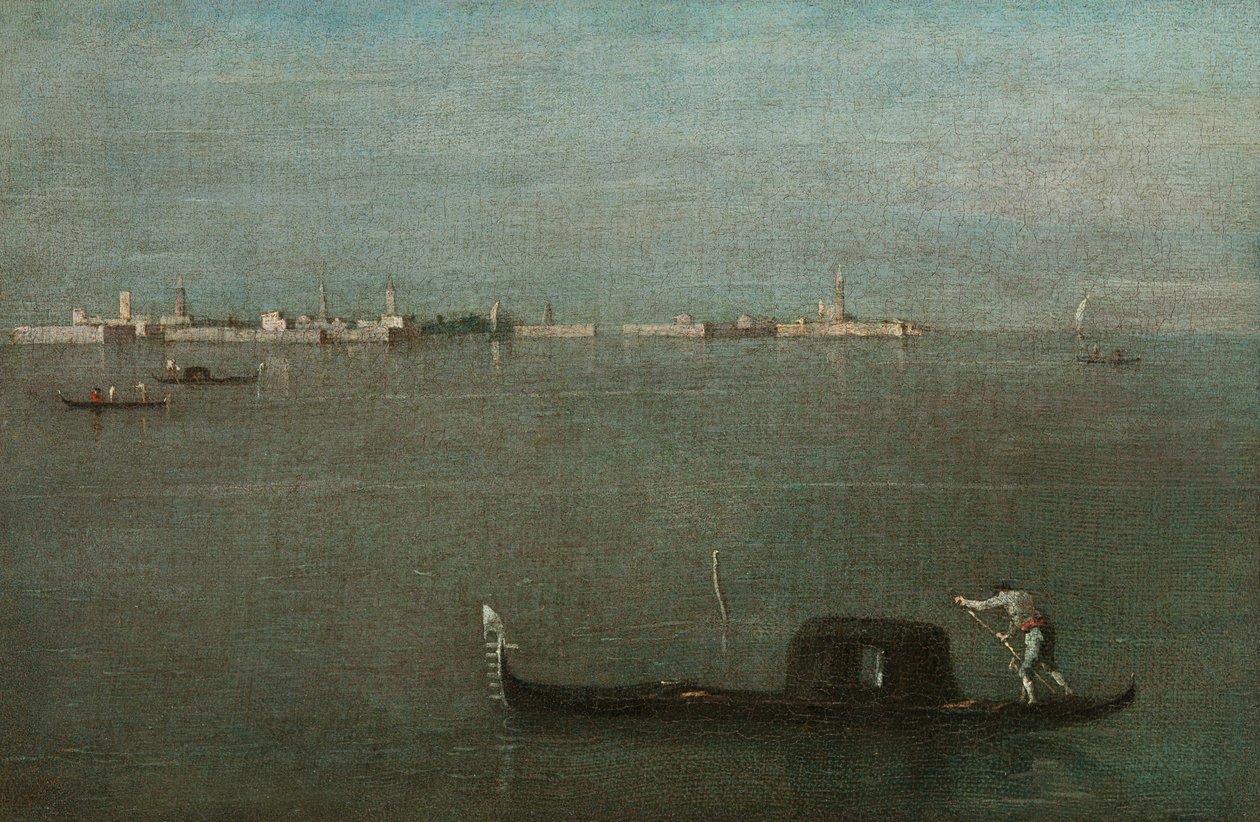 Gondoles sur la lagune (Lagune grise) - Francesco Guardi