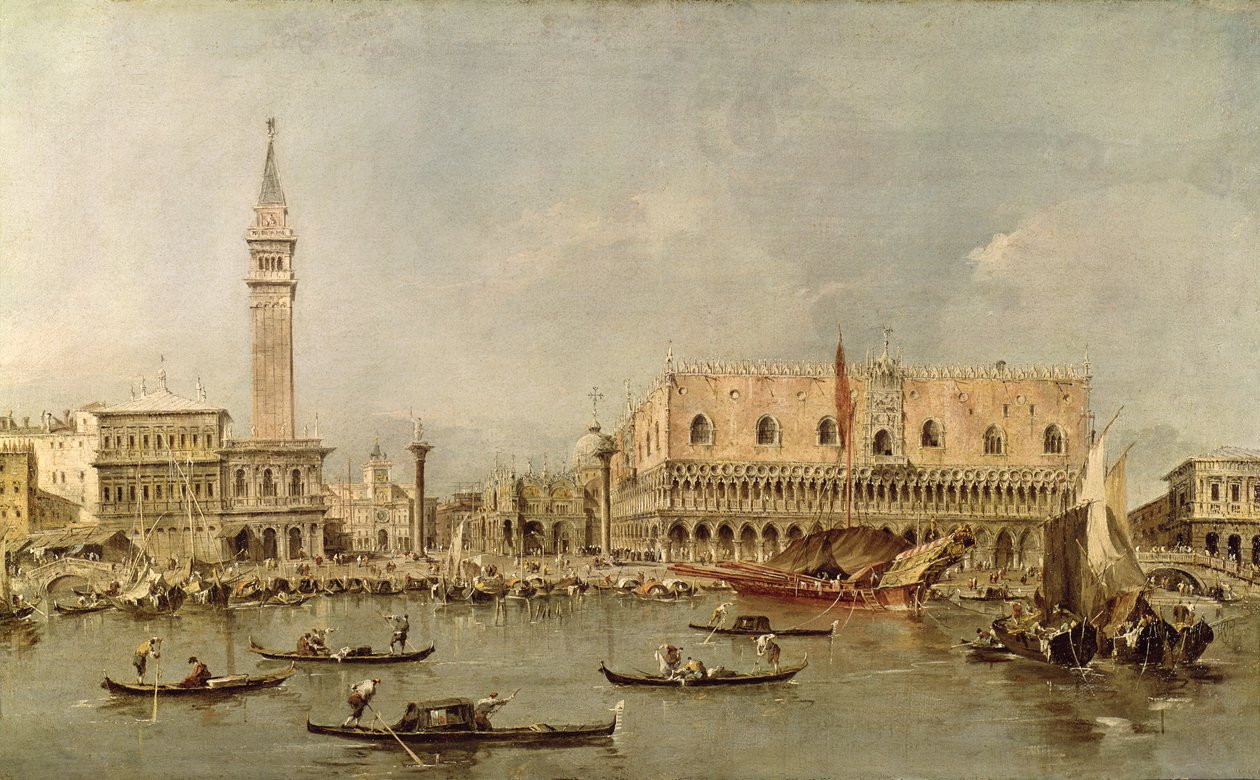 La Piazzetta et le Palais des Doges depuis le Bassin de San Marco - Francesco Guardi