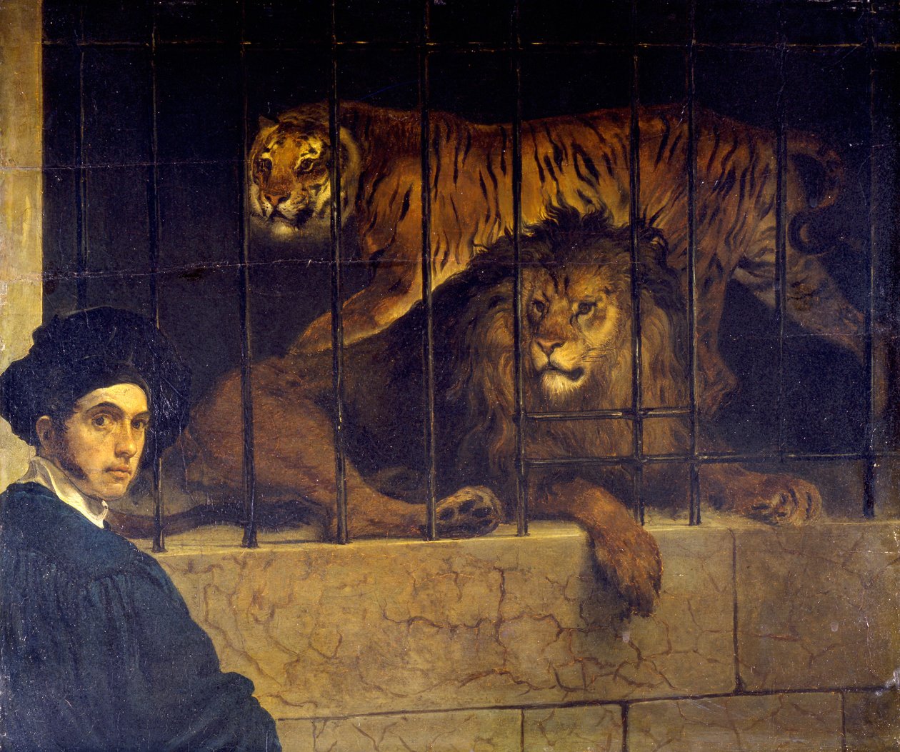 Autoportrait avec tigre et lion - Francesco Hayez