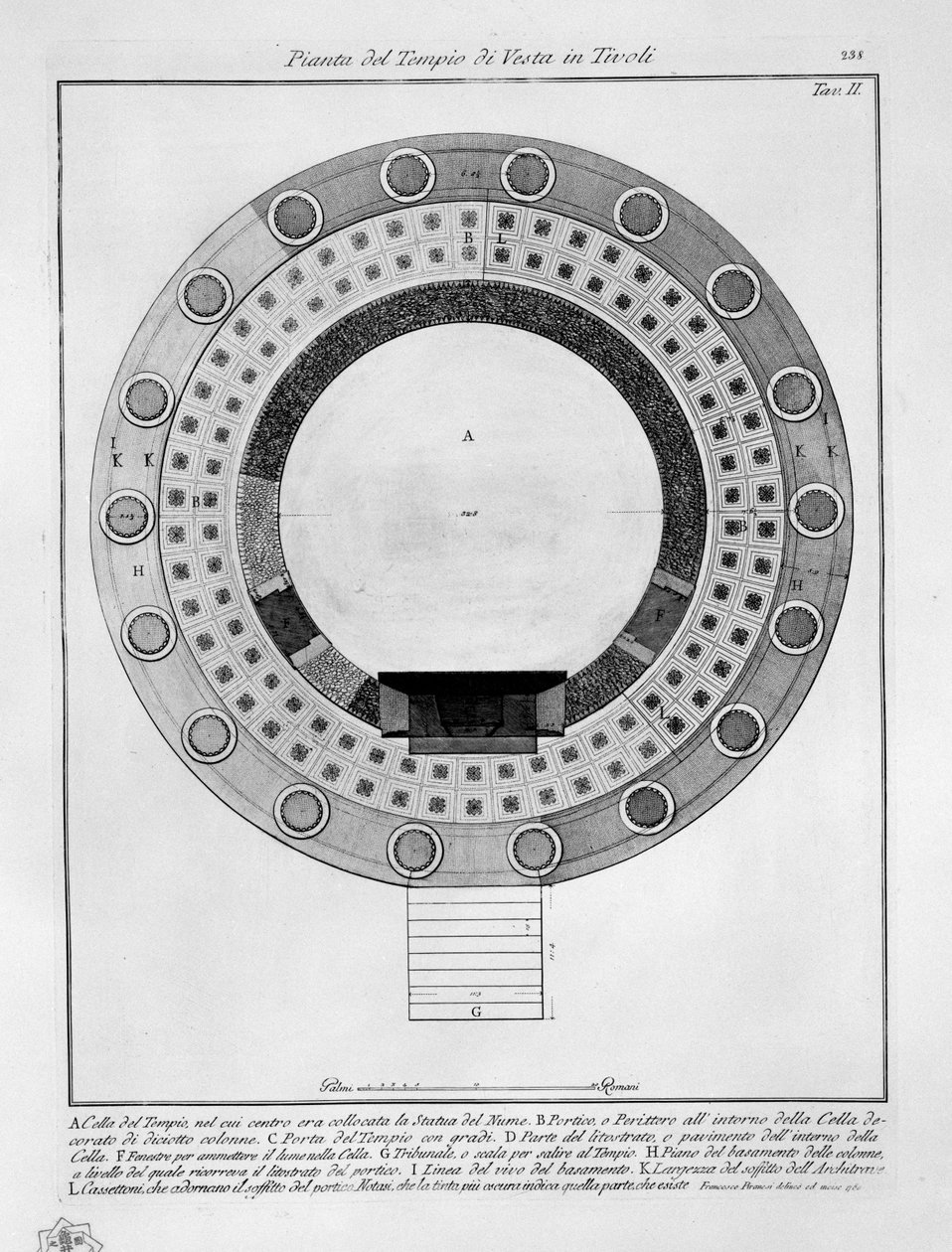 Plan du Temple de Vesta à Tivoli - Francesco Piranesi