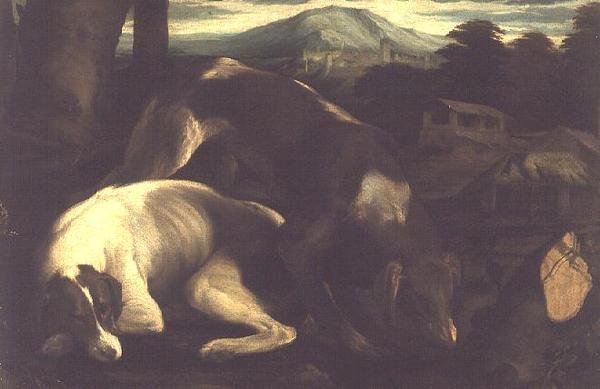 Deux chiens de chasse, c.1555 - Francesco Bassano