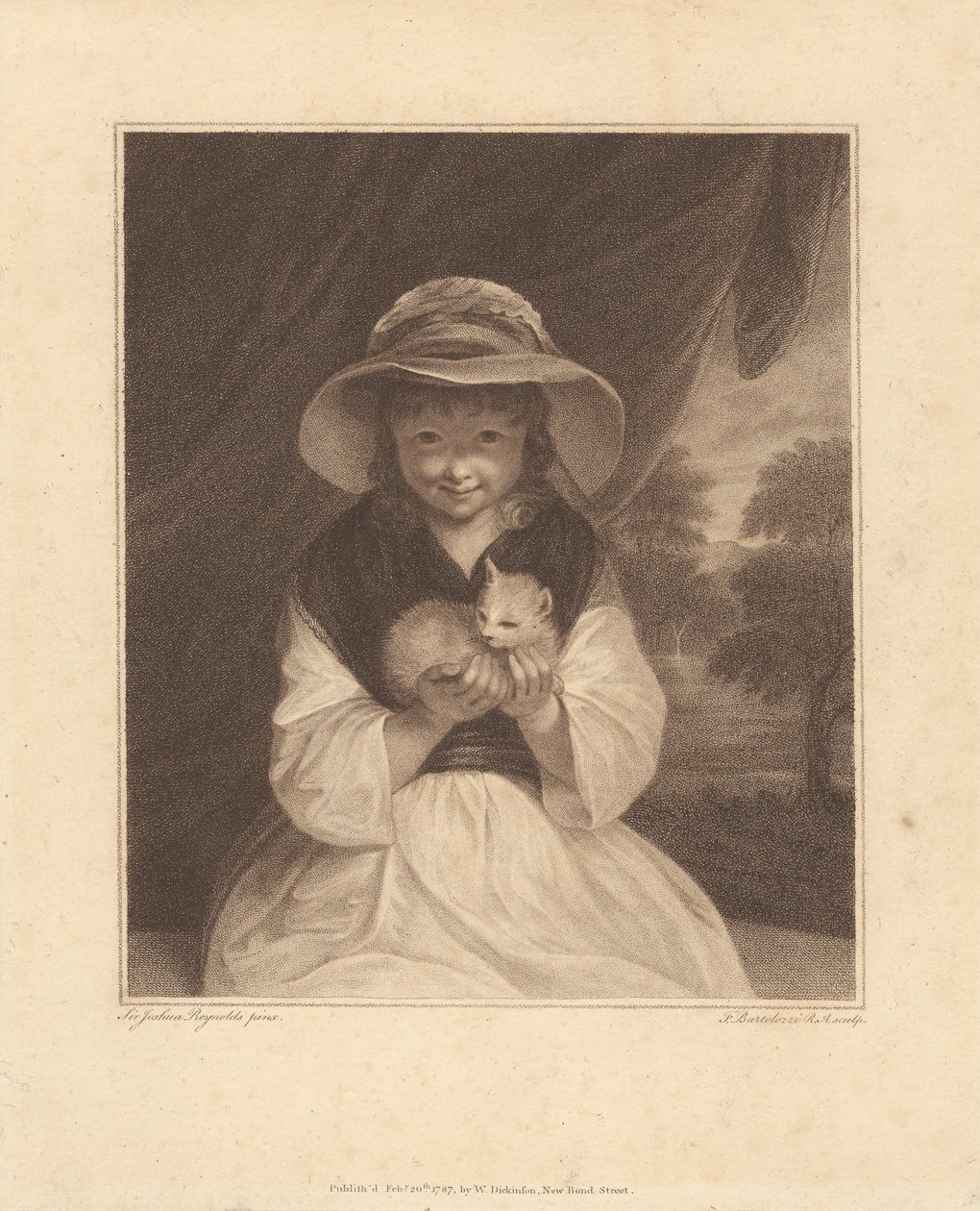 Fille avec un chaton - Francesco Bartolozzi