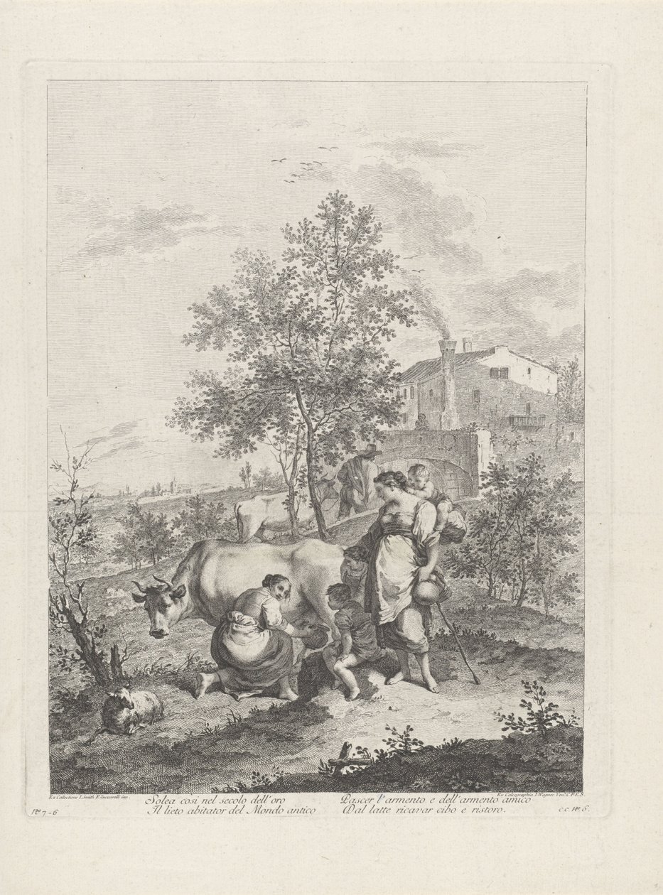 Paysage avec une trayeuse de vaches - Francesco Bartolozzi