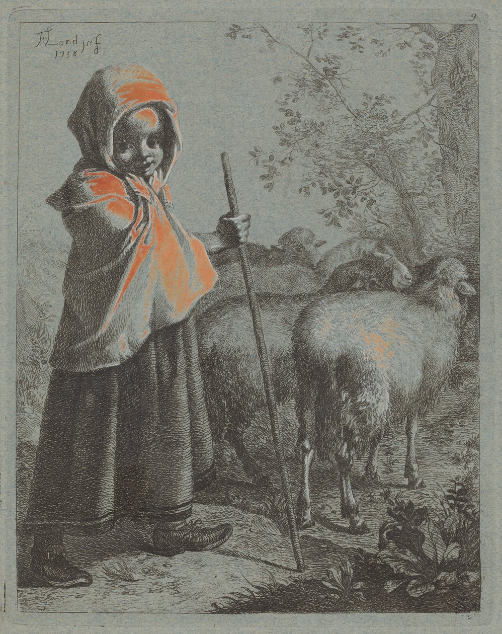 Petite bergère avec troupeau - Francesco Londonio