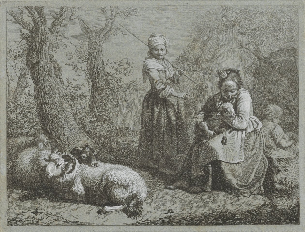 Trois bergères avec des moutons - Francesco Londonio