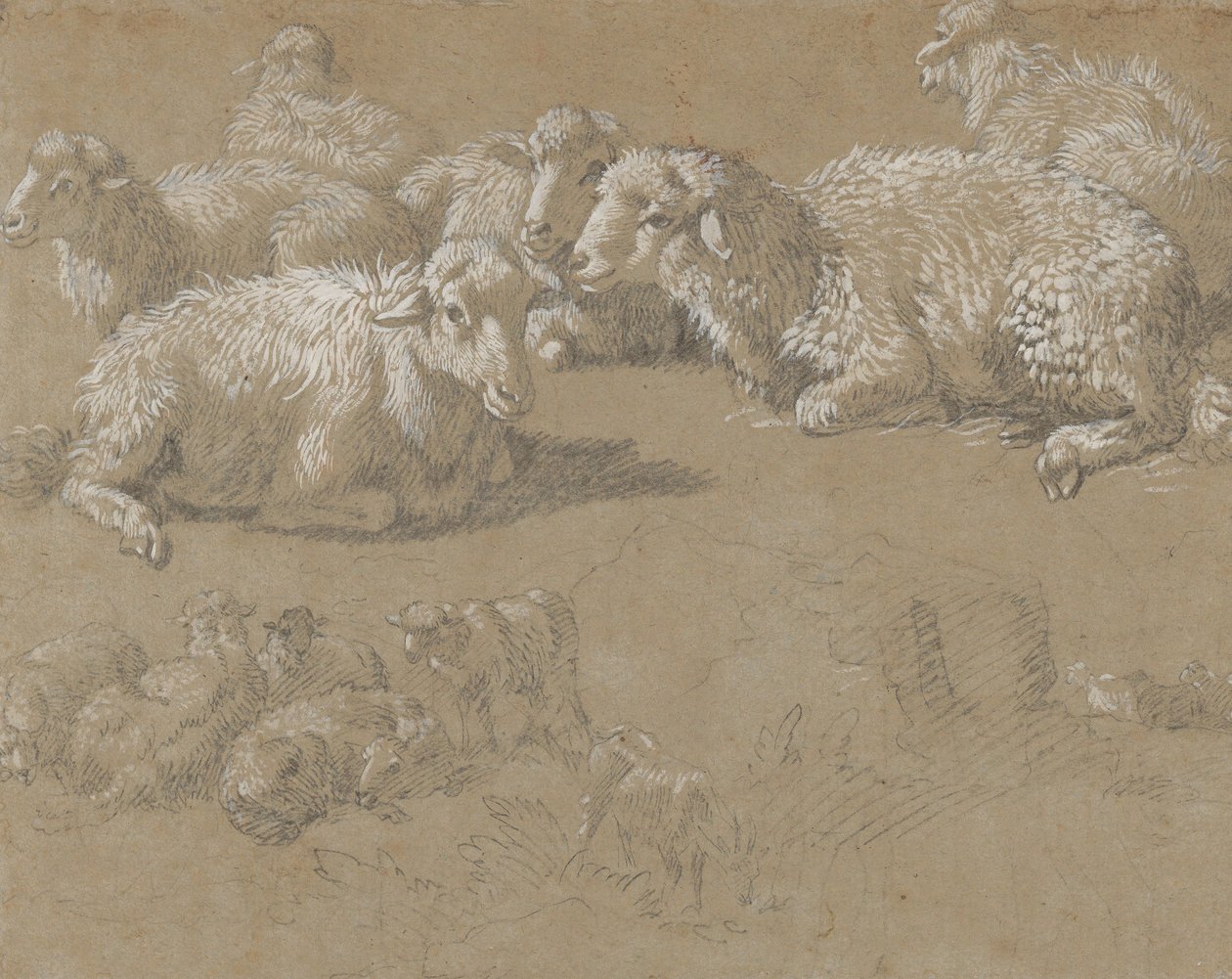 Mouton couché dans un paysage - Francesco Londonio