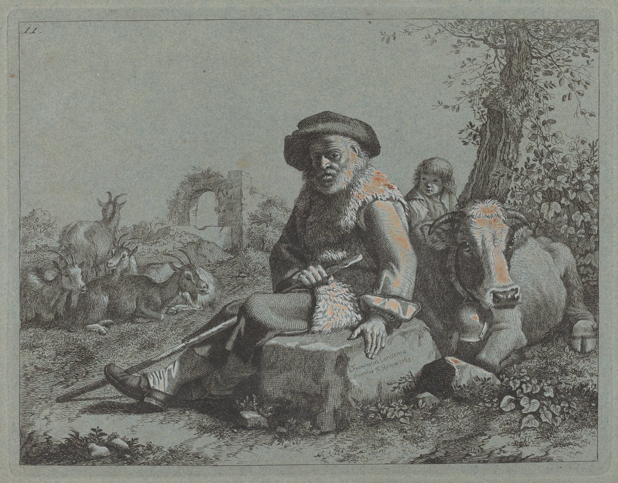 Vieil homme assis - Francesco Londonio
