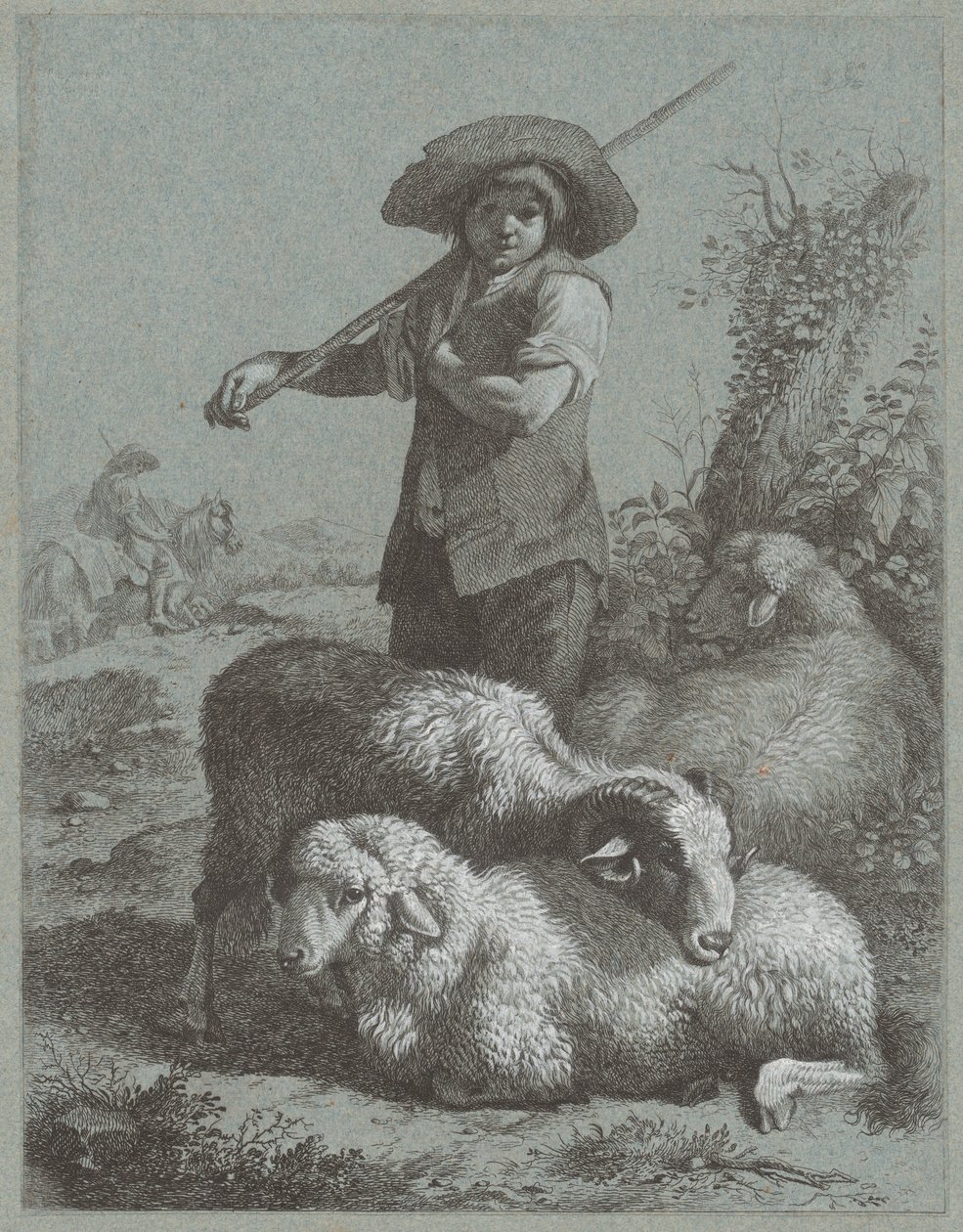 Garçon berger avec des moutons - Francesco Londonio