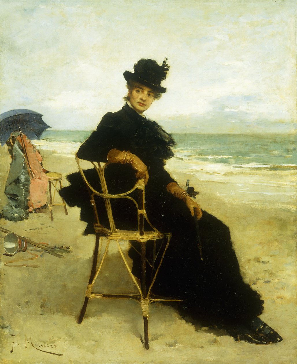 Une dame assise sur une véranda - Francesco Miralles Galaup