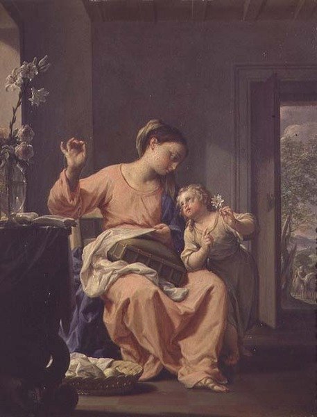 Madonna cousant - Francesco Trevisani
