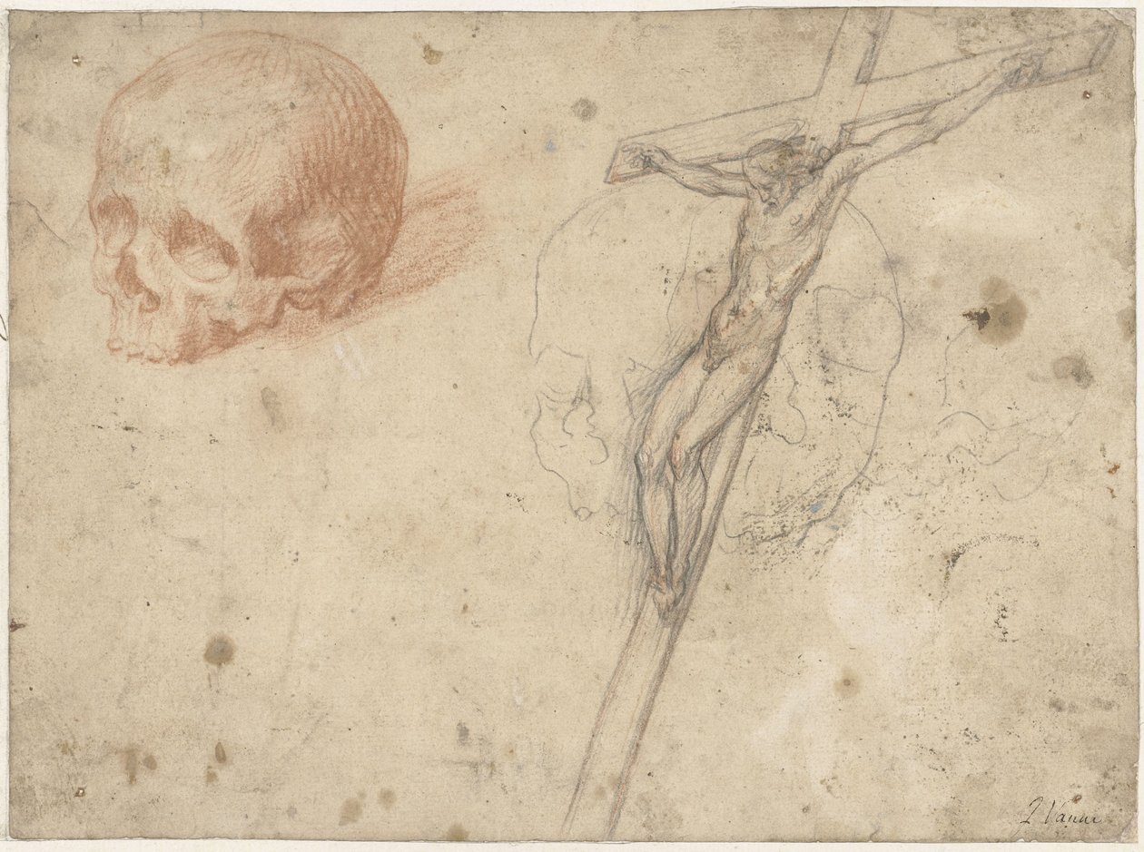 Esquisse de crucifix et tête de mort - Francesco Vanni