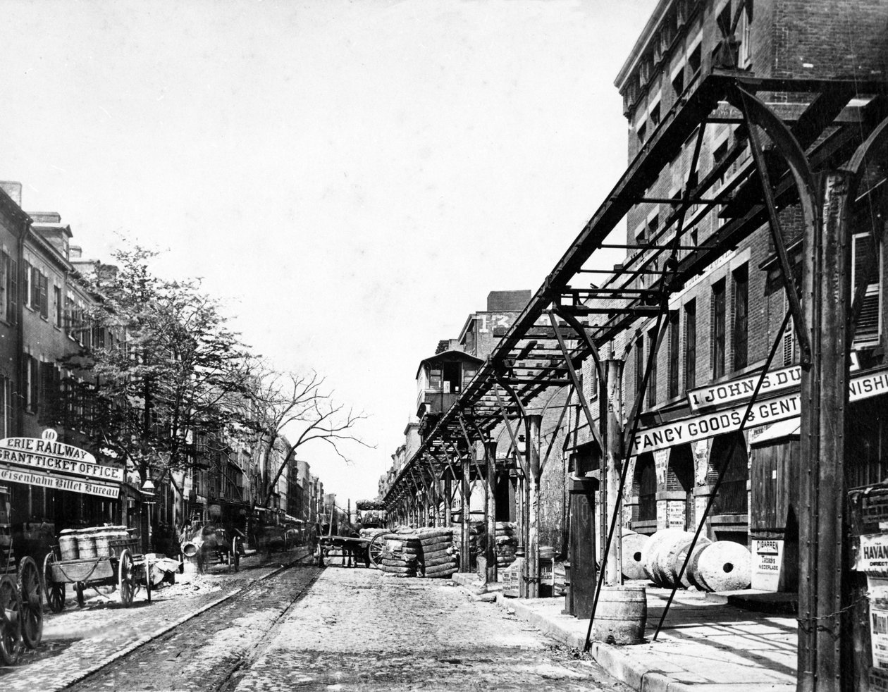 Chemin de fer surélevé, New York, vers 1860-70 - Francis Frith