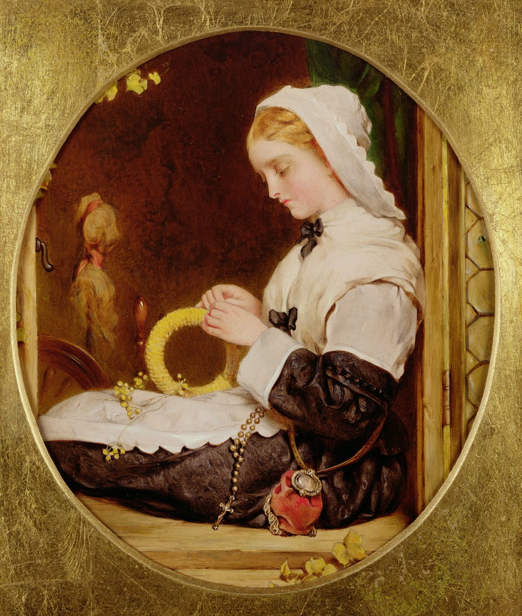Une dame cousant à une fenêtre, 1859 - Francis John Wyburd