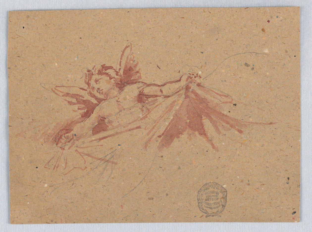 Croquis de putti avec draperie - Francis Augustus Lathrop