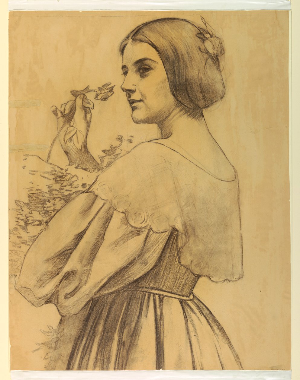 Femme avec des fleurs - Francis Augustus Lathrop