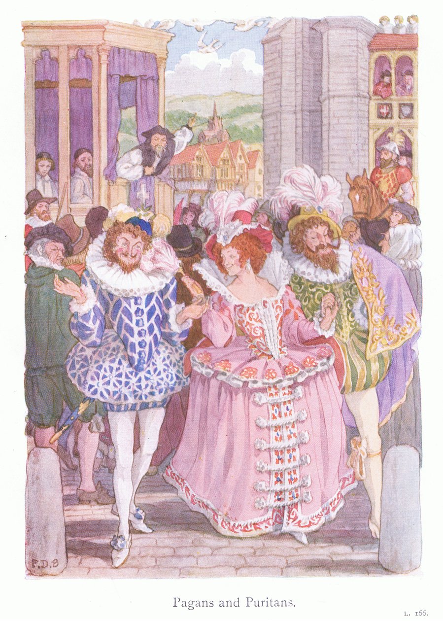 Païens et puritains (lithographie couleur) - Francis Donkin Bedford