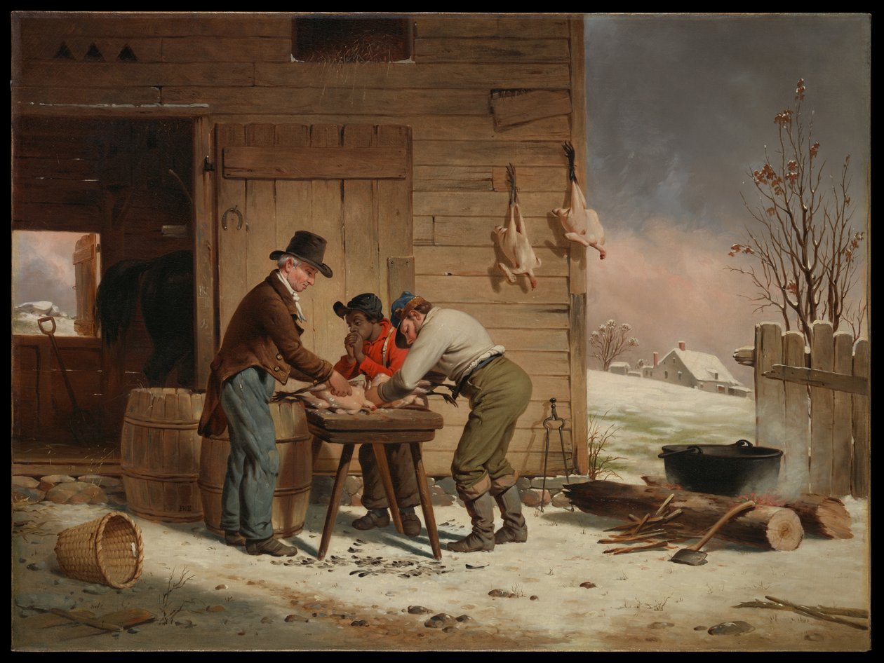 Préparation pour Noël (Plumer les dindes) - Francis William Edmonds