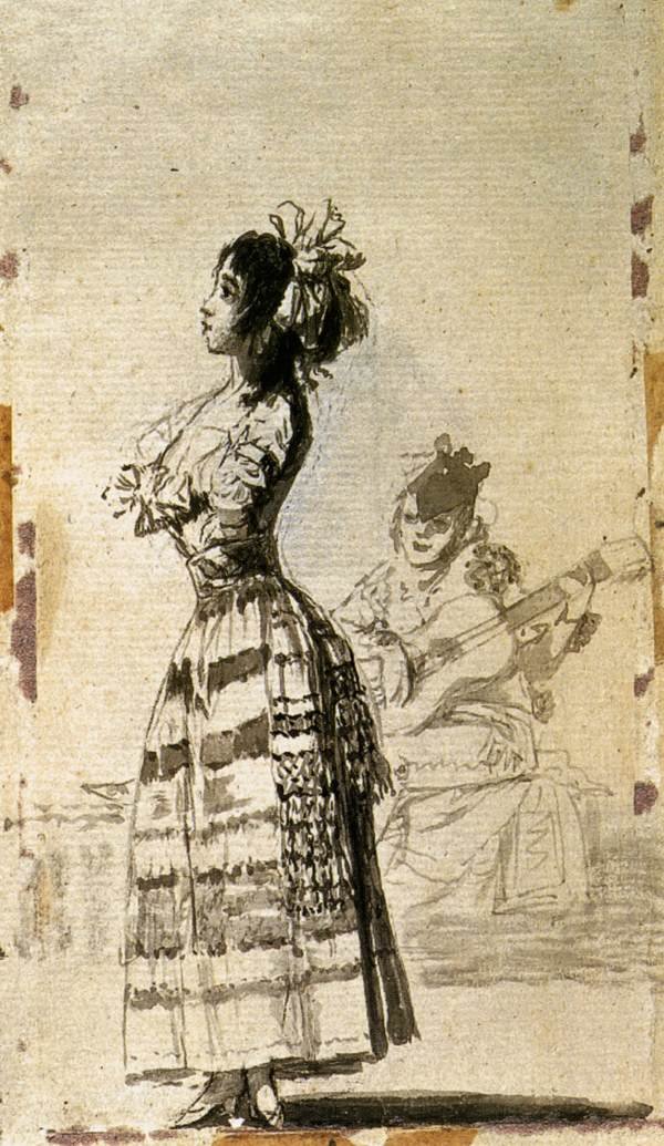 Fille écoutant une guitare - Francisco de Goya