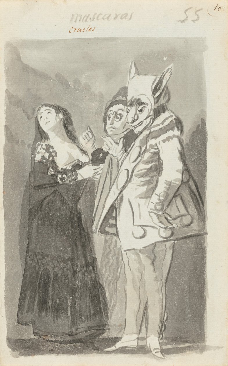 Mascaras crueles (Masques cruels) [recto] - Francisco de Goya